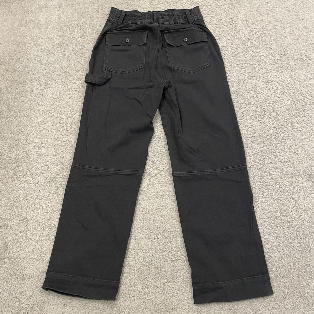 Gap Carpenter Pants Womens 2 Black Utility Work Elastic Waist High Rise Straight - Picture 5 of 14